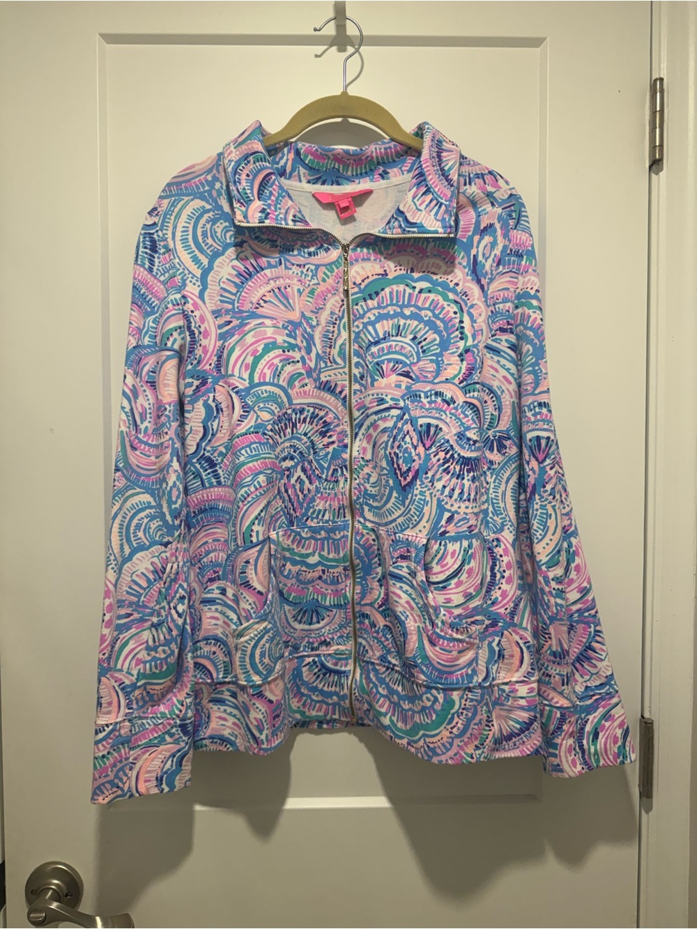 Lilly Pulitzer Leona Zip Up Jacket Large Happy as a Clam